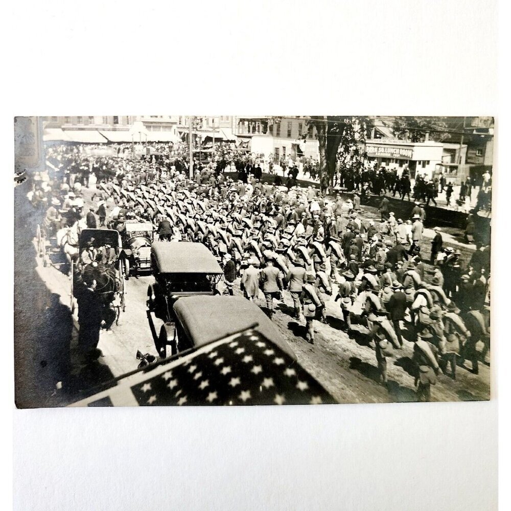 RPPC Military March Postcard c1910s WW1 Unknown Location NYC Unposted #1 DWS5C - Picture 2 of 3